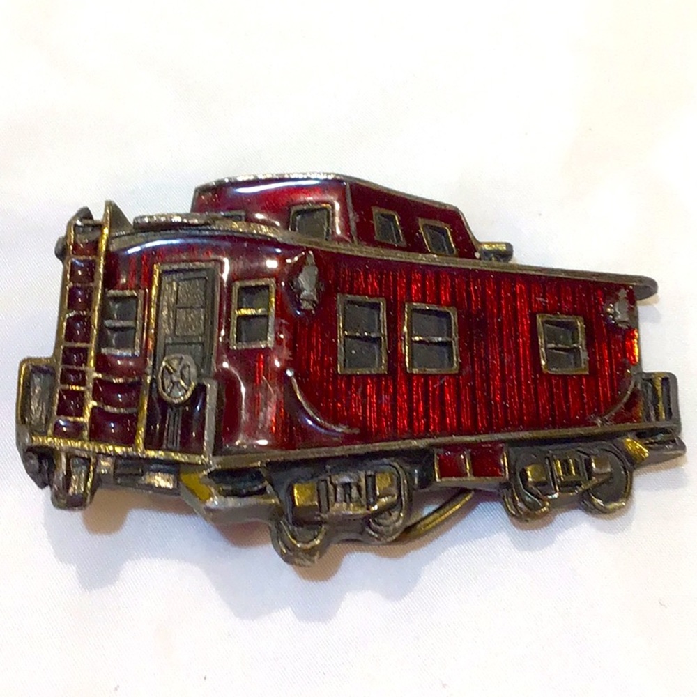 RARE belt buckle 1979 Red Caboose cast metal & ena…